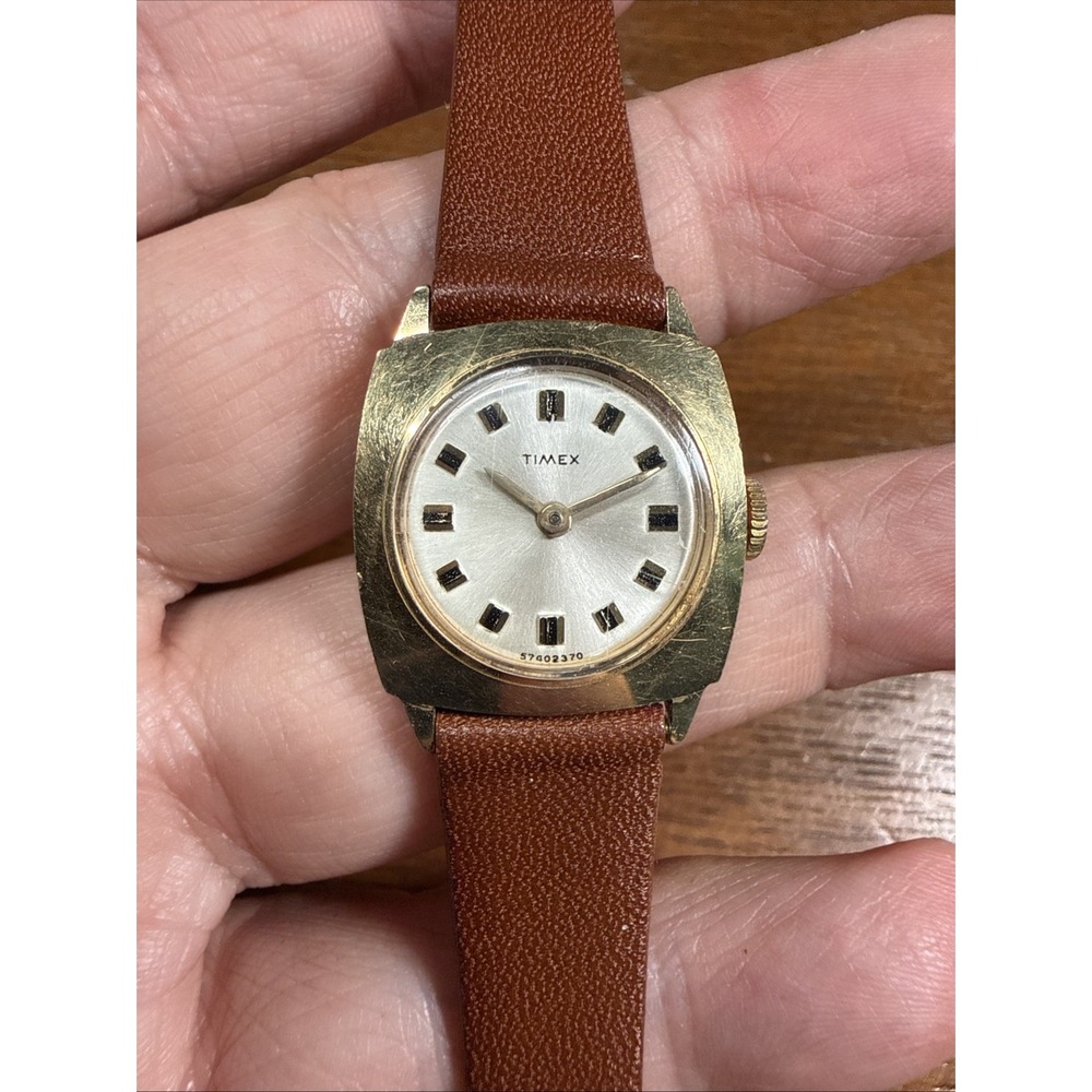 Working Vintage Timex Manual Wind Women's Watch Gold Tone 24mm Running New Band
